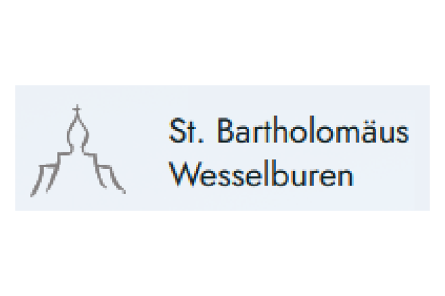Hebbel Campus Partnerst Bartholomaeus Wesselburen Ein schlichtes Logo zeigt die stilisierte Silhouette einer Kirche neben dem Text "St. Bartholomäus Wesselburen" auf hellem Hintergrund.